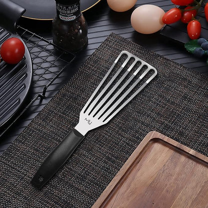 MIU Fish Spatula Stainless Steel, Slotted Flexible Metal, Lightweight Barbecue Turner, 6.5 inch Blade, Plastic Handle with Hole, Grilling Utensils - Image 2