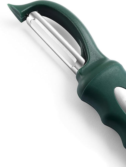 Spring Chef Premium Swivel Vegetable Peelers for Kitchen, Stainless Steel Apple Peelers with Soft Grip Handle and Sharp Blades, Perfect for Potato, Carrot, Mango, Cucumber - Set of 2 - Pine Green - Image 8