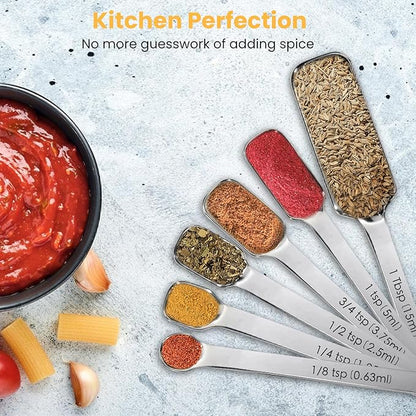 Stainless Steel Measuring Spoons Set of 11, Includes 6 Rectangular Measuring Spoons and 5 Tiny Spoons, Compact Spoons Design for Narrow Spice Jars, Ideal for Dry and Liquid Ingredients - Image 7