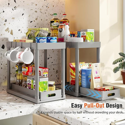2 Pack Pull-Out Storage Organizers, Under Sink Organizer and Storage for Bathroom & Kitchen,Multi-Purpose Under Cabinet Organizers and storage Black - Image 4