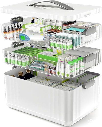 ARSTPEOE 3-Tier Medicine Organizer - Portable Medicine Cabinet with Plastic Handle, Multipurpose Medical Box, Pill Organizer, Empty First Aid Kit for Home by ARSTPEOENeatChic