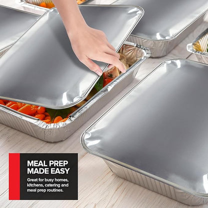 Stock Your Home 9x13 Disposable Baking Pan Covers (25 Pack) Heavy-Duty Aluminum Cake Pans Lids, Sturdy, Sealable Covers for Food Containers, Leak-Free + Safe Transport & Storage For Catering - Image 6