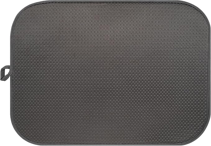 Dark Gray Dish Drying Mats 20" x 15", XL Kitchen Drying Mat for Counter, Microfiber Dish Dryer Mat, Microfiber Dish Rack Mat, Foldable Dish Drying Pad for Dishes, Pots, Pans (Dark Gray) by FullBeDare