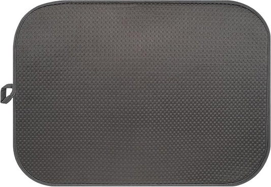 Dark Gray Dish Drying Mats 20" x 15", XL Kitchen Drying Mat for Counter, Microfiber Dish Dryer Mat, Microfiber Dish Rack Mat, Foldable Dish Drying Pad for Dishes, Pots, Pans (Dark Gray) by FullBeDare