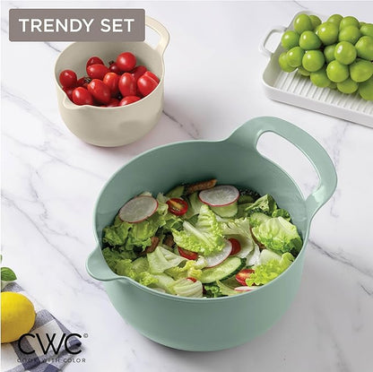 COOK WITH COLOR Nesting Plastic Mixing Bowl Set with Pour Spouts and Handles, Mint, 6 Piece Non-Slip - Image 5