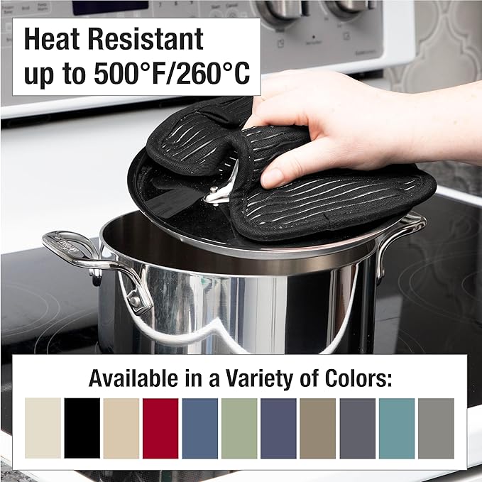 All-Clad Premium Pot Holder & Hot Pad: Heat Resistant to 500 Degrees - 100% Cotton, 10""x6.25"" Hot Pad for Kitchen and Barbeque, (2-Pack), Black - Image 6