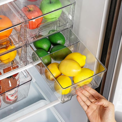 Vtopmart 4 Pack Stackable Storage Drawers,Clear Acrylic Drawer Organizers with Handles, Easily Assemble for Fridge, Bathroom,Kitchen Undersink,Cabinet,Pantry Organization and Storage - Image 5