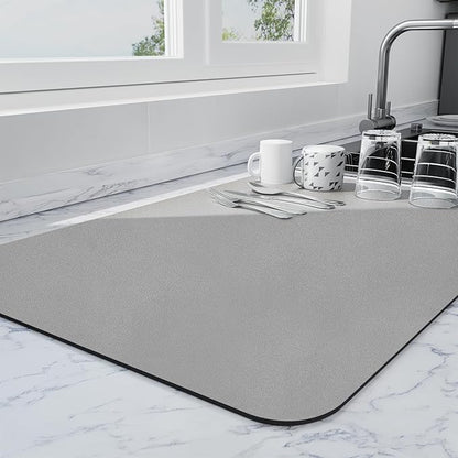 Ecotrim - Dish Drying Mat for Kitchen Counter | Coffee Bar Mat for Countertops | Heat Resistant Drainer Mat with Non-slip Rubber Backed | Hide Stain Kitchen Absorbent Draining Mat | Grey 16"x24" by Unknown