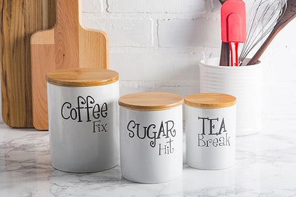DII Kitchen Accessories Retro Collection, Ceramics, Canister Set, White, 3 Piece - Image 6