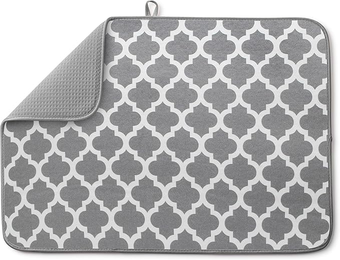 Bellemain XL Dish Mat 24" x 17" ( LARGEST MAT ) Microfiber Dish Drying Mat , Super absorbent ( Trellis ) by Bellemain