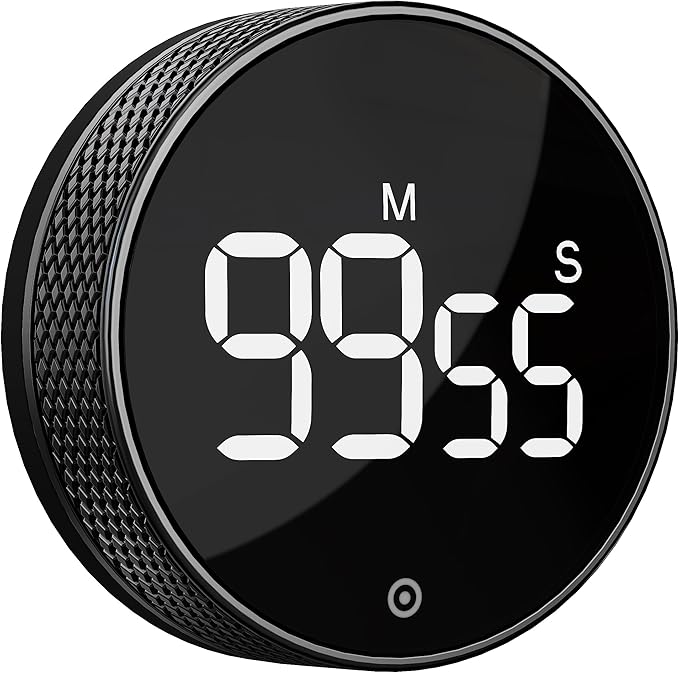 BlueSnail Kitchen Timer with LED Digital Display Smart Efficana for Home Classroom Gym Office, Volume and Brightness Adjustable Productivity Timer (All Black) by BlueSnail