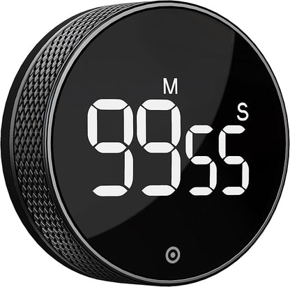 BlueSnail Kitchen Timer with LED Digital Display Smart Efficana for Home Classroom Gym Office, Volume and Brightness Adjustable Productivity Timer (All Black) by BlueSnail
