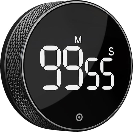 BlueSnail Kitchen Timer with LED Digital Display Smart Efficana for Home Classroom Gym Office, Volume and Brightness Adjustable Productivity Timer (All Black) by BlueSnail