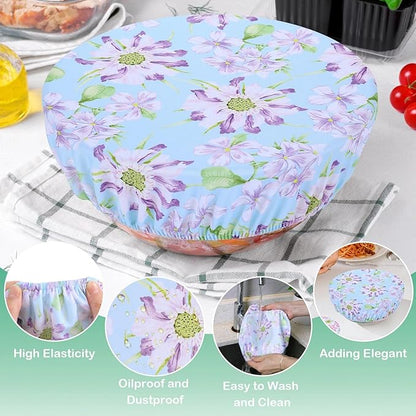 5 Pieces Bowl Covers Reusable, 5 Size Elastic Cloth Bowl Covers for Bread Proofing Stretch Food Covers Washable for Food Fruits Leftover (Daisy) - Image 5