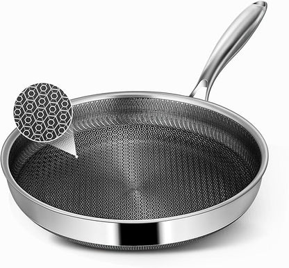 Non Stick Frying Pans, 10-inch Hybrid Frying Pans Nonstick Stainless Steel Skillets, Dishwasher & Oven-Safe, Stay-Cool Handle, PFOA Free Cookware, Compatible with All Cooktops by Vocvee