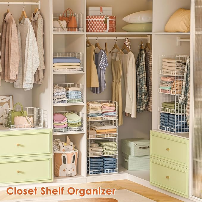 Yociyoga 8-Tier Stackable Closet Organizers and Storage Shelves, Foldable Closet Shelf Organizer, Stackable Storage Bins Drawers for Closet Organizer System, White(Patent No. 30022416) - Image 2