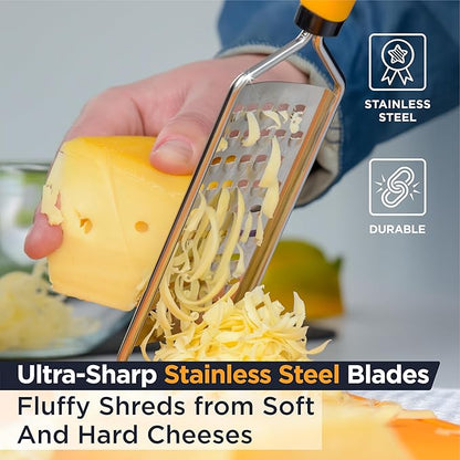Deiss PRO Coarse Grater & Hand Held Cheese Grater - Sharp Stainless Steel Blades, Non-Slip Handle, Small Cheese Grater for Kitchen, Shredder, Dishwasher Safe - Image 3