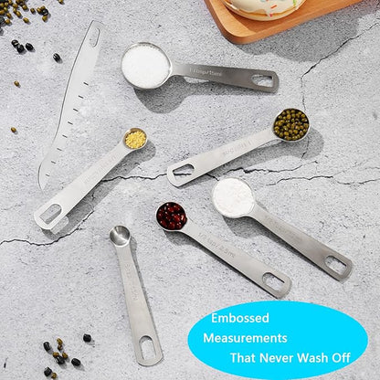 AIKEXIN 20-Piece Measuring Cups and Spoons Set, Nesting Stainless Steel Measuring Cups Spoons with Plastic Measuring Cup for Dry and Liquid Ingredients, Kitchen Cooking & Baking Gadgets - Image 6