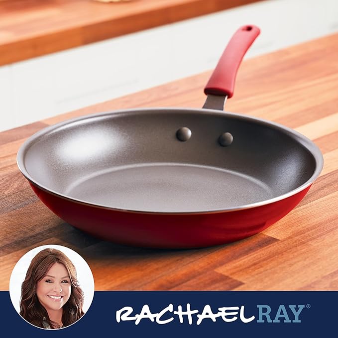 Rachael Ray Cook + Create Nonstick Frying Pan/Skillet, 12.5 Inch, Red - Image 9