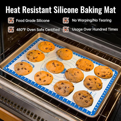 Baking Mats Silicone for Baking Sheet, non Stikc Pastry Mat for Dough Rolling, Silicone Macaron Baking Sheet for Cookie, Pizza, Surdough, Pastry,Dough Rolling out, Non Stik and 480°F Oven Safe - Image 6