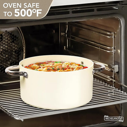 MICHELANGELO Stock Pot with Lid, 6 Quart Soup Pot with Lid for Cooking, Non Stick Ceramic Coating, Stainless Steel Handle, Induction Compatible, Cream - Image 7