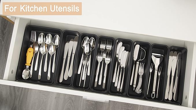 Kutesna 15 PCS Interlocking Desk Drawer Organizer Separator for Office,Bathroom,Kitchen,Makeup（Black） - Image 5