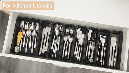 Kutesna 15 PCS Interlocking Desk Drawer Organizer Separator for Office,Bathroom,Kitchen,Makeup（Black） - Image 5