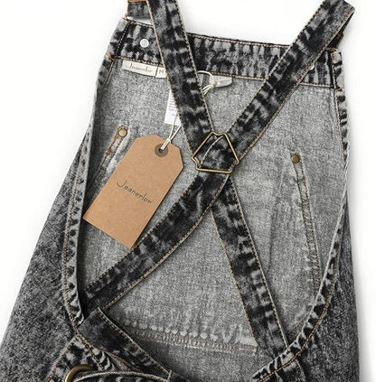 Jeanerlor - Denim Apron with Pockets for Hair Stylist Gardening Craftsmen Barista Women Hairdresser Jean Work Apron Cross Straps & Adjustable S to L (Black) - Image 6