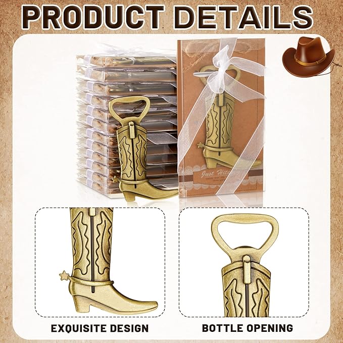 Hortsun 36 Sets Cowboy Boot Bottle Openers Baby Shower Bottle Opener Favors for Guest Party Bottles Opener Gifts Bulk for Baby Shower Wedding Birthday Party Favor Decoration Supplies(Bronze)
