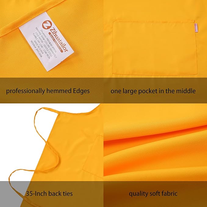 Orange Yellow Apron for Women with Pockets | Lightweight and Adjustable Apron