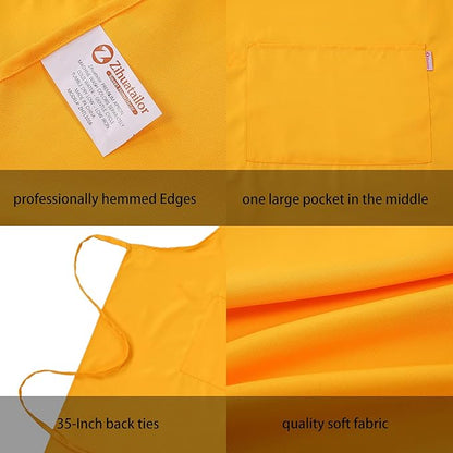 Orange Yellow Apron for Women with Pockets | Lightweight and Adjustable Apron