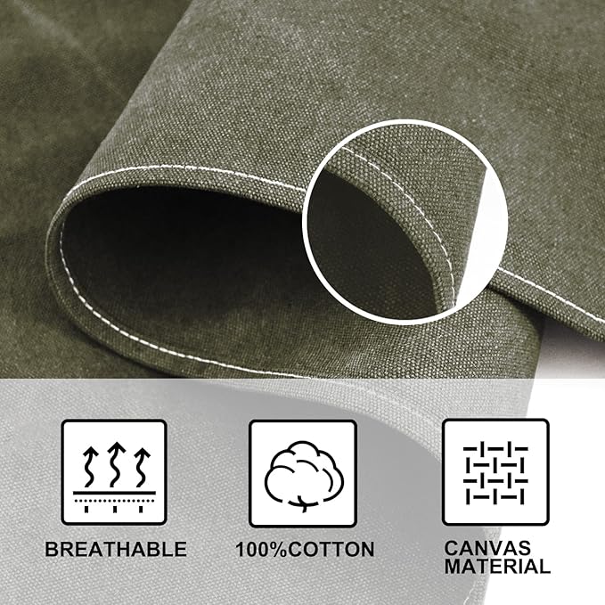 OUNLEN Chef Apron for Men Women Canvas Aprons with 3 Pockets Cross Back Resistant Work Apron for Cooking - Image 4