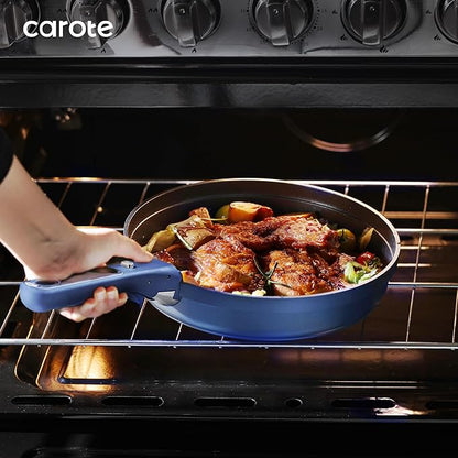 CAROTE 22pcs Pots and Pans Set Non Stick, Nonstick Cookware Set, Dishwasher/Oven/Fridge Safe Pots and Pans, Removable Handle RV Oven Safe Cookware, Induction Kitchen Set, Blue