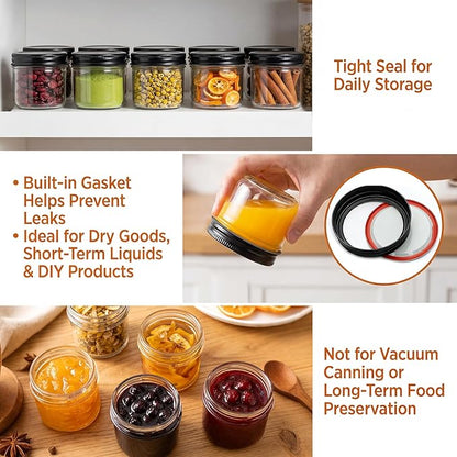 QAPPDA 4oz Glass Jars With Lids And Bands,Small Mason Jars,Mini Canning Jars With Black Lids For Honey,Jam,Jelly,Wedding Favor,Shower Favors,Spice Jars For Kitchen & Home,Set of 40 - Image 4