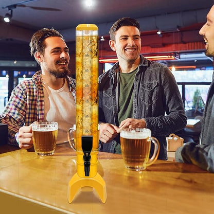 2 Pcs Beer Dispenser, 3L/100 Oz Mimosa Tower with Ice Tube for Bar Party, Tabletop Beer Dispenser for Beer, Liquor, Beverage (Yellow)