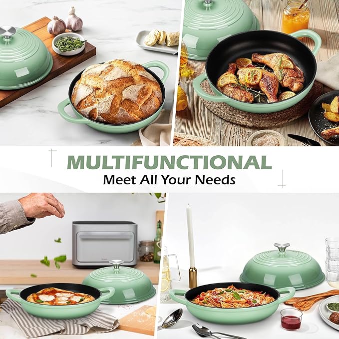 Bread Dutch Oven for Sourdough Baking (5.5 QT), Joyfair Enameled Cast Iron Dutch Oven Pot with Lid, Sourdough Bread Pan with Dual Handles, Non-Stick & Even Heat, Oven-safe up to 500°F, Pistachio Green - Image 5