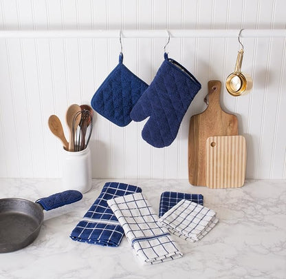 DII Basic Terry Collection Quilted 100% Cotton, Pan Handle, Nautical Blue, 3 Piece - Image 5