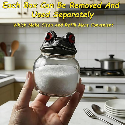 Witchy Frog Apothecary Spice Jars, Handcrafted Vintage Glass Storage Jars with Red-Eyed Frog Lids, Gothic Kitchen Herb Teas Food Storage Containers for Home Decor Fun Display (Separate jar) - Image 3
