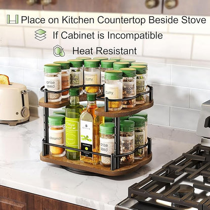 Spice Rack Organization for Cabinet - Height Adjustable Rotating Lazy Susan Organizer, Spice Organizer Fits Cabinets Wide＞ 11 inches, Clearance Height ＞10.5 inches - Image 3