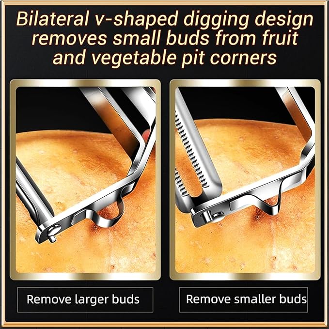 Vegetable Peeler, Stainless Steel Y-Shaped Blade with Wooden Handle, Multi-Purpose Kitchen Tool for Fruits and Vegetables, 6.3 Inches - Image 4