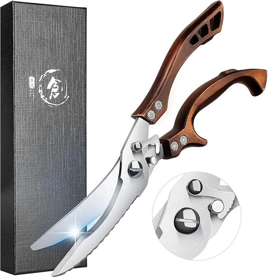 Dream Reach Poultry Shears, Heavy Duty Kitchen Shears with Serrated Edge, No Rust Spring Loaded, Multipurpose Stainless Steel Kitchen Scissors for Chicken, Bone, Meat, Turkey, Fish Thanksgiving Gifts