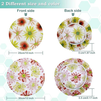 2 Large Reusable Beeswax Bowl Covers for Bread Proofing, 10/12 Inch Elastic Beeswax Wraps Cotton Cloth Sourdough Bowl Covers for Proofing Baskets, Mixer Bowls, Food Storage Containers