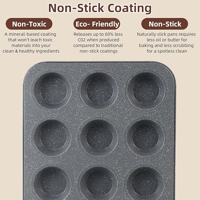 11-Piece Nonstick Baking Pans Set - Professional Grade Carbon Steel Bakeware with Premium Coating- Dishwasher Safe, Stackable, Oven Safe to 450°F (Steel Gray) - Image 3