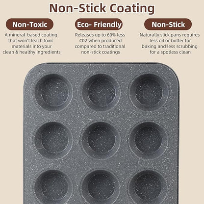 11-Piece Nonstick Baking Pans Set - Professional Grade Carbon Steel Bakeware with Premium Coating- Dishwasher Safe, Stackable, Oven Safe to 450°F (Steel Gray) - Image 3