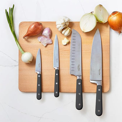 MARTHA STEWART Eastwalk 14 Piece High Carbon Stainless Steel Cutlery Knife Block Set w/ABS Triple Riveted Forged Handle Acacia Wood Block - Gray - Image 7