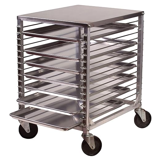 Winco 15-Tier Aluminum Sheet Pan Rack with Hard Top and Wire Slides - Image 2