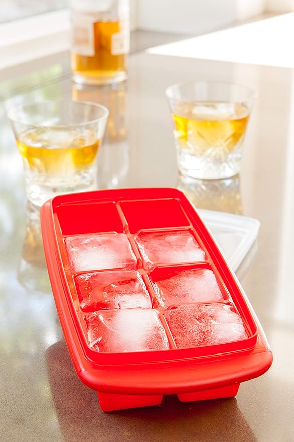 Joie Extra Large Ice Cube Tray, Covered and Stackable, No-Spill Removable Lid, Pop Open Door for Easy Refills, Keeps Ice Fresh, Freezer Durable, Dishwasher Safe, Colors May Vary - Image 2