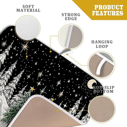 Winter Snowman Dish Drying Mat 18 X 16 in Black Microfiber Dish Pad Absorbent Holiday Kitchen Accessories - Image 4