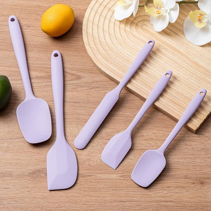 Silicone Spatula Set, 5 Piece Food Grade Rubber Spatulas for Baking, Cooking, and Mixing High Heat Resistant Non Stick Dishwasher Safe BPA-Free (Lavender) - Image 6