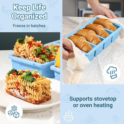 Doasuwish Silicone Freezer Tray for Soup with Lid – 1-Cup Soup Container Cube Style Ice Cube Trays for Freezer, Meal Prep & Food Storage, Freeze 250mL/125mL Portions – 2 Pack